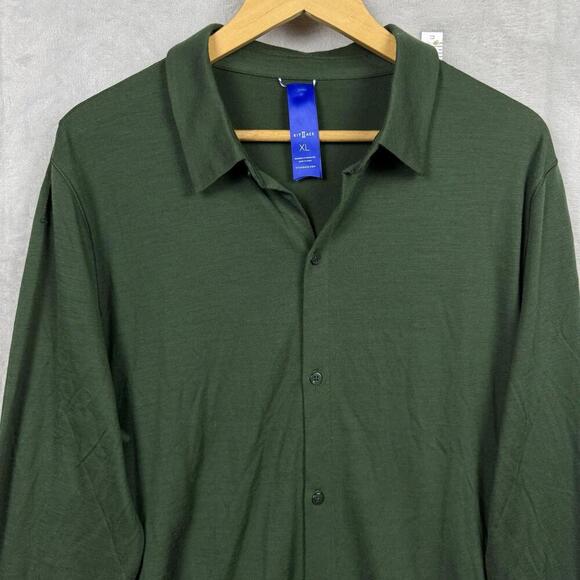 Kit and Ace Green Merino Wool Blend Button Up Shirt Men Sz XL Long Sleeve Casual - Picture 2 of 10